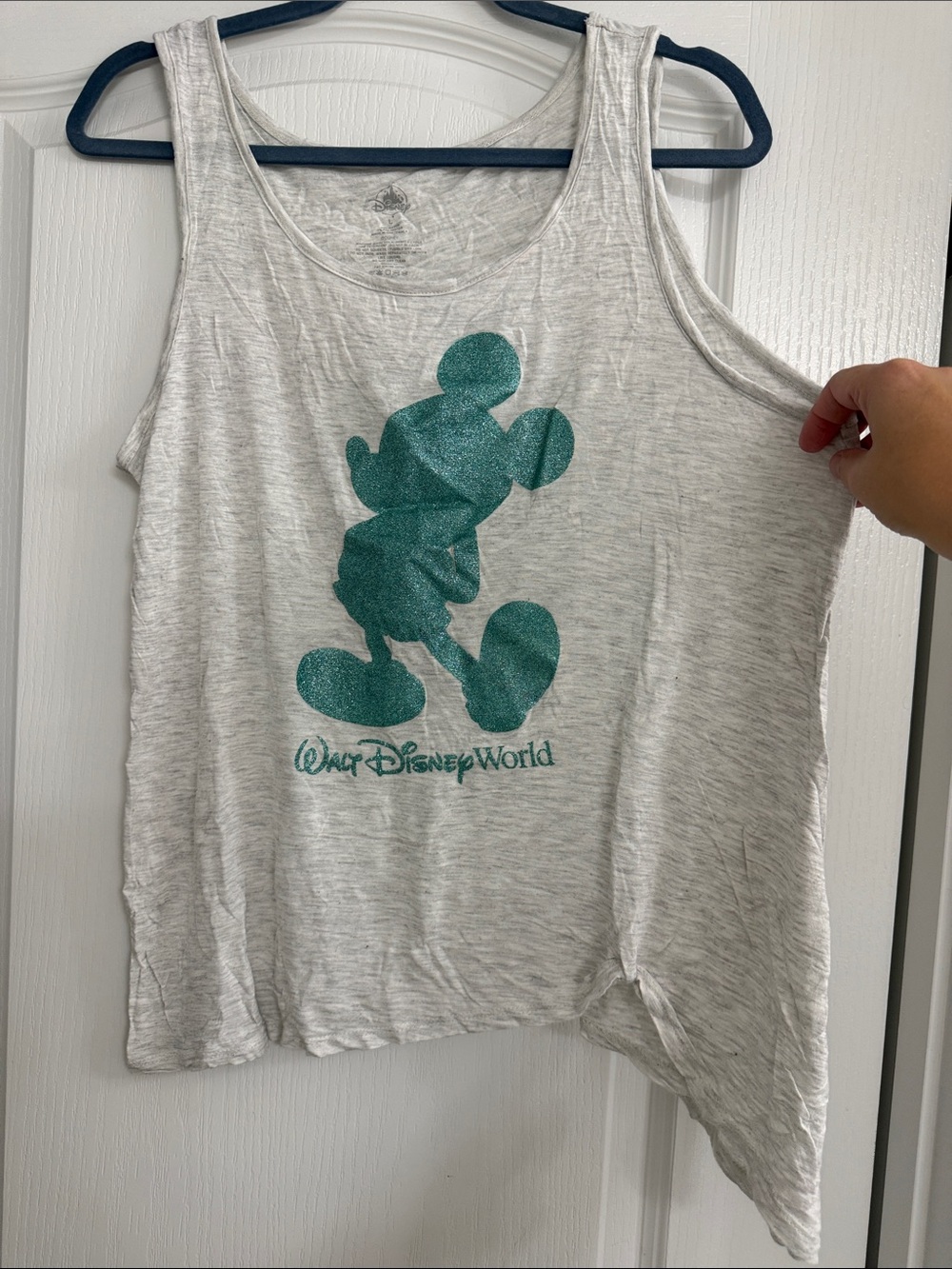 Disney Light Gray Shirt with Teal Glitter Accent